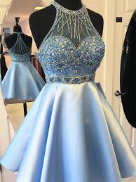 Blue Halter Beaded Short Cheap Homecoming Dresses Online Cm735 Homecoming Dresses Short Cheap Homecoming Dresses Mini Homecoming Dresses