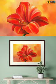 Red Azalea Flower Acrylic Painting Flowers Azalea Flower Floral Painting