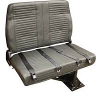 Double Mid Back BV Foldaway Bus Seat in Gray Vinyl with 2-Point Belts - Street Side