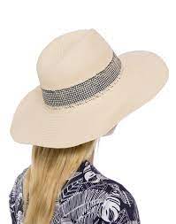 Natural With Navy Gingham Inset Hat Hat Attack Halsbrook Navy Gingham Gingham Navy Fur