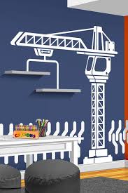 Construction Crane Vinyl Wall Decal Bedroom Playroom Or Nursery Decal Construction Vinyl Wall Decals Bedroom Wall Decals For Bedroom Wall Stickers Bedroom