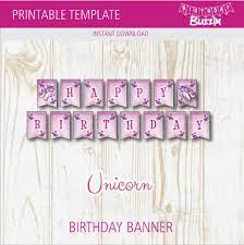 Check out the link and instructions below on how to edit the birthday invitation. Free Printable Rainbow Unicorn Birthday Banner Birthday Buzzin