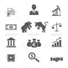 Set Of Black And White Financial Stock Icons Stock Icon Black And White Icon Illustration