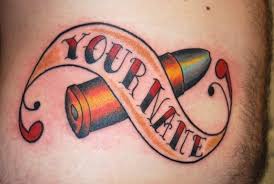 Fallen Leaf Tattoos And Piercings Tattoos Rick Traditional Color Tattoo With Script Bullet Tattoo American Traditional Tattoo Tattoos