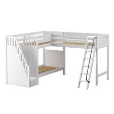 It is now time for our oldest to move into the top, but she is not ready for a ladder and needs stairs instead. Corner Loft Bunk Bed With Staircase White Loft Bunk Bed Chicago Il