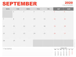 September 2020 Calendar For Powerpoint And Google Slides In 2020 Calendar Template 2020 Calendar Template Powerpoint