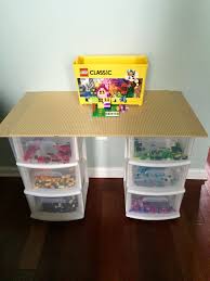 Lego Table I Made For My Son With A Velcro Top So It Can Be Removed To Play On The Floor I Used 2 3 Drawer Diy Projects Desk Smart Kids