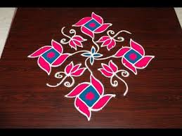 Rose Flower Kolam With 13x1 Straight Dots Sankranthi Muggulu Designs Easy Rangoli Designs Yout Simple Flower Design Easy Rangoli Designs Muggulu Design
