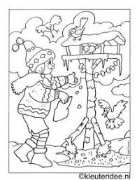Meisje Voert De Vogels Kleurplaten Winter Bomen Winter Kunst