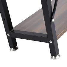 Umeroom Computer Desk With 4 Tier Shelves 47 6 Multi Level Writing Study Table With Bookshelves Modern Steel Frame Wood Desk Compact Home Office Workstation Walnut Umeroom