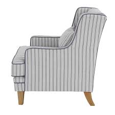 Calm muted blue simple black and white print soothing forest green natural classic leather. Bondi Blue White Pin Stripe Armchair Oneworld Collection