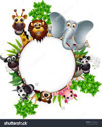 Cute Animal Cartoon Collection With Blank Sign And Tropical Plant Cartoon Animals Desert Animal Art Sea Creatures Drawing