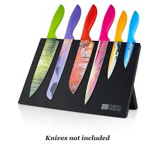 Magnetic Kitchen Knife Block Behold By Chefs Vision Free Standing Knife Set Holder Stylish Black Kitchen Knife Displa Kitchen Knives Color Knife Knife Block