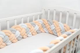 Braided Crib Bumper Of 4 Double Strips Bumper Decorative Etsy In 2020 Crib Bumper Bumper Pads For Cribs Kids Decorative Pillows