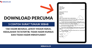 Surat ini sering digunakan jika anda mempunyai masalah seperti tidak hadir kerja atau lewat datang kerja. Ini Contoh Surat Tunjuk Sebab Jika Datang Lewat Tidak Hadir Kerja Formal Tapi Simple