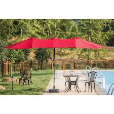 Patio Festival 9 X 15 Ft Steel Market Patio Umbrella In Red Pf18258 The Home Depot Patio Umbrella Market Umbrella Patio
