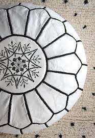 The ren pouf has a breezy wabi sabi look. Moroccan Leather Pouf White And Black Poufs Pillows