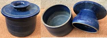 Beurrier Moule A Beurre A Eau Traditionnel Breton Gres Vernisse Bleu Gros Modele Beurrier Vaisselle Bleue Moules