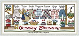 We offer cottage style, whimsical, shabby chic, and sampler style patterns. Crossstitch Warehouse Country Bloomers