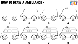 How To Draw Ambulance For Kids Step By Step Drawings For Kids Step By Step Drawing Drawing Tutorial Easy Kindergarten Drawing
