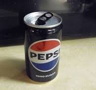BLACK PEPSI SODA CAN - Diet Pop TOP - OPEN - 12 oz ALUMINUM