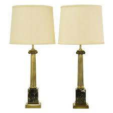 Pair Brass And Black Portoro Marble Ionic Column Table Lamps Lamp Table Lamp Ionic Column