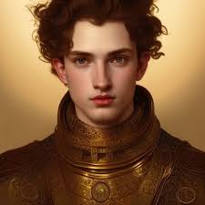 clean face, young medieval nobleman, thick wavy ha...