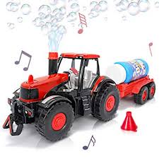Artcreativity Bubble Blowing Farm Tractor With Lights And
