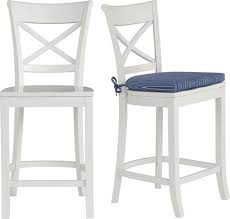 Vintner White Bar Stool And Indigo Stripe Cushion White Bar Stools Bar Stool Cushions White Kitchen Bar Stools