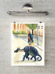 Fantasy Artwork Original Watercolor Painting Funny Etsy Funny Paintings Watercolor Paintings Fantasy Artwork