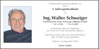 Traueranzeige von Walter Schweiger vom 16.09.2021
