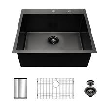 Wayfair is one of the leading online retailers of premium quality kitchen sinks in a wide variety of starting from stainless steel sinks, composite sinks, ceramic sinks to the taps and waste. Juntoso 28x22 Inch Kitchen Sink Topmount Gunmetal Matte Black 16 Gauge Deep Single Bowl Stainless Steel Sink Basin Wayfair