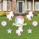 Amazon.com : Big Dot of Happiness Rainbow Unicorn - Yard Sign ...