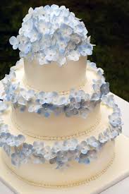 Pictured is 9g of petals on a white plate. White Wedding Cake With Edible Light Blue Flowers Sang Maestro