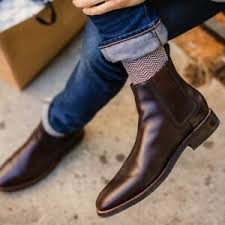 How about some brown leather boots with a grey suit? Handmade Mens Coffee Brown Leather Chelsea Boots Men Brown Leather Ankle Boots Ebay