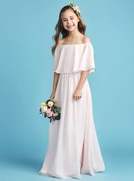 A Line Princess Off Shoulder Floor Length Chiffon Junior Bridesmaid Dress With Pleat Kids Bridesmaid Dress Girls Bridesmaid Dresses Chiffon Flower Girl Dress
