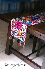 Boho Table Runner Wedding Table Bed Runner Peru Tapestry Textile Handcraft Wool Runner Table Loom Embroider Runner Flower Hippie Runner In 2020 Boho Table Runner Embroidered Table Runner Wool Runners