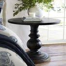Supported by a sleek, geometric brass base and finished with a mango wood top, this coffee table balances powerful and elegant design. Dawson Pedestal Side Table Pedestal Side Table Furniture Bedside Table Round