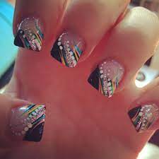 Black Tips With Multi Colored Art Use Pink Tho For Summer Nails Nail Designs Gorgeous Nails Nail Art
