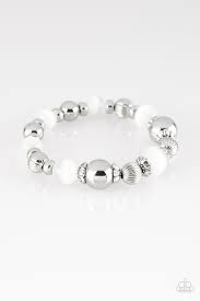 Black And White Acrylic Bracelet Paparazzi Once Upon A Maritime White White Bracelets Silver Beads Bracelets