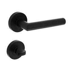 Poignee De Porte Bastian Sur Rosace Ronde 53x8mm Avec Cames Fermeture Wc 8mm Noir Mat Deurklinkenshop Rozetten Deurklink Zwart