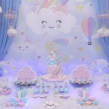 Sale Unicorn Baby Shower Backdrop Magical Unicorn Backdrop Stars Rainbow Unicorn Back Drop Baby Shower Printable Party Prop Pastel In 2021 Cloud Baby Shower Theme Cloud Baby Shower Baby Shower Theme Decorations