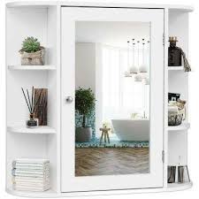 Costway 6 5 In X 25 In X 26 In White Multipurpose Wall Surface Mount Bathroom Storage Medicine Cabinet With Mirror Hm0010 The Home Depot In 2020 Wall Mounted Medicine Cabinet Bathroom Storage Wall Mounted Cabinet