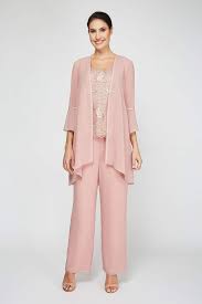 Mother Of The Bride Pants Suits Formal Sets David S Bridal New summer occasion outfits include ivory chiffon wide leg trousers, dove grey and rose. the bride pants suits formal sets