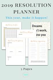 2019 New Year Planner Planner Goal Journal Personal Planner