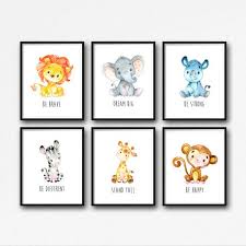 Animals Printable Nursery Art Jungle Animals Nursery Decor Lion Giraffe Elephant Monkey Rhino Zebra Nursery Art Set Of 6 Instant Download Zebra Nursery Art Jungle Animals Nursery Printable Nursery Art