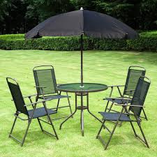 Patio table glass is painted mainly for decorative reasons. 4 Seat Outdoor Dining Set Black Metal Steel Glass Table Parasol Garden Furniture Outdoor Patio Umbrellas Patio Dining Furniture Garden Patio Furniture