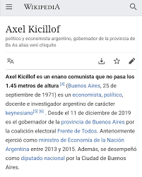 Si quieres que incluyamos tu. Sebastian Turtora V Twitter Axel Kicillof Es Un Enano Comunista Que No Pasa Los 1 45 Metros De Altura Segun Wikipedia