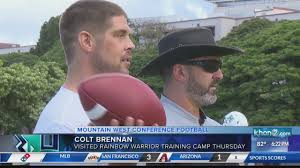Brennan's decision to come to hawaii after a championship career at saddleback college in california marked the beginning of a new era in manoa. Legendary Hawaii Qb Colt Brennan Inspires Warriors With Visit At Training Camp Youtube