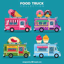 Download Cute Pack Of Colorful Food Trucks For Free Food Truck Food Coloring Food Truck Design